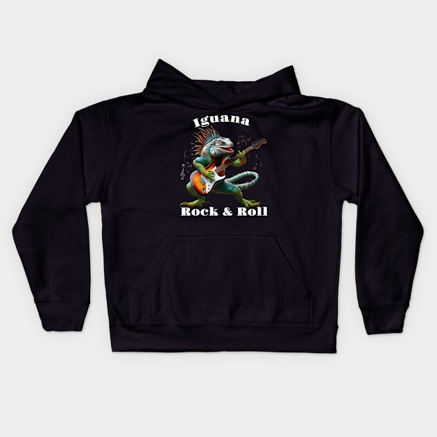 Rockstar Iguana in a Colorful Music Burst Kids Hoodie by coollooks